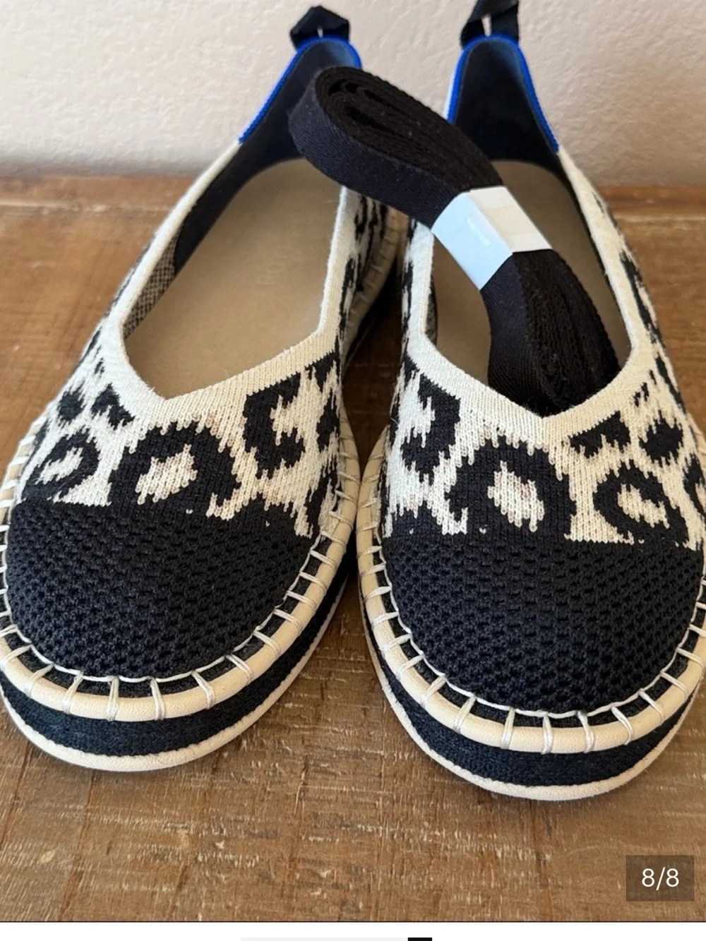 Rothy's Espadrille Flat in Sandy Cat – Blue & Tan Accent